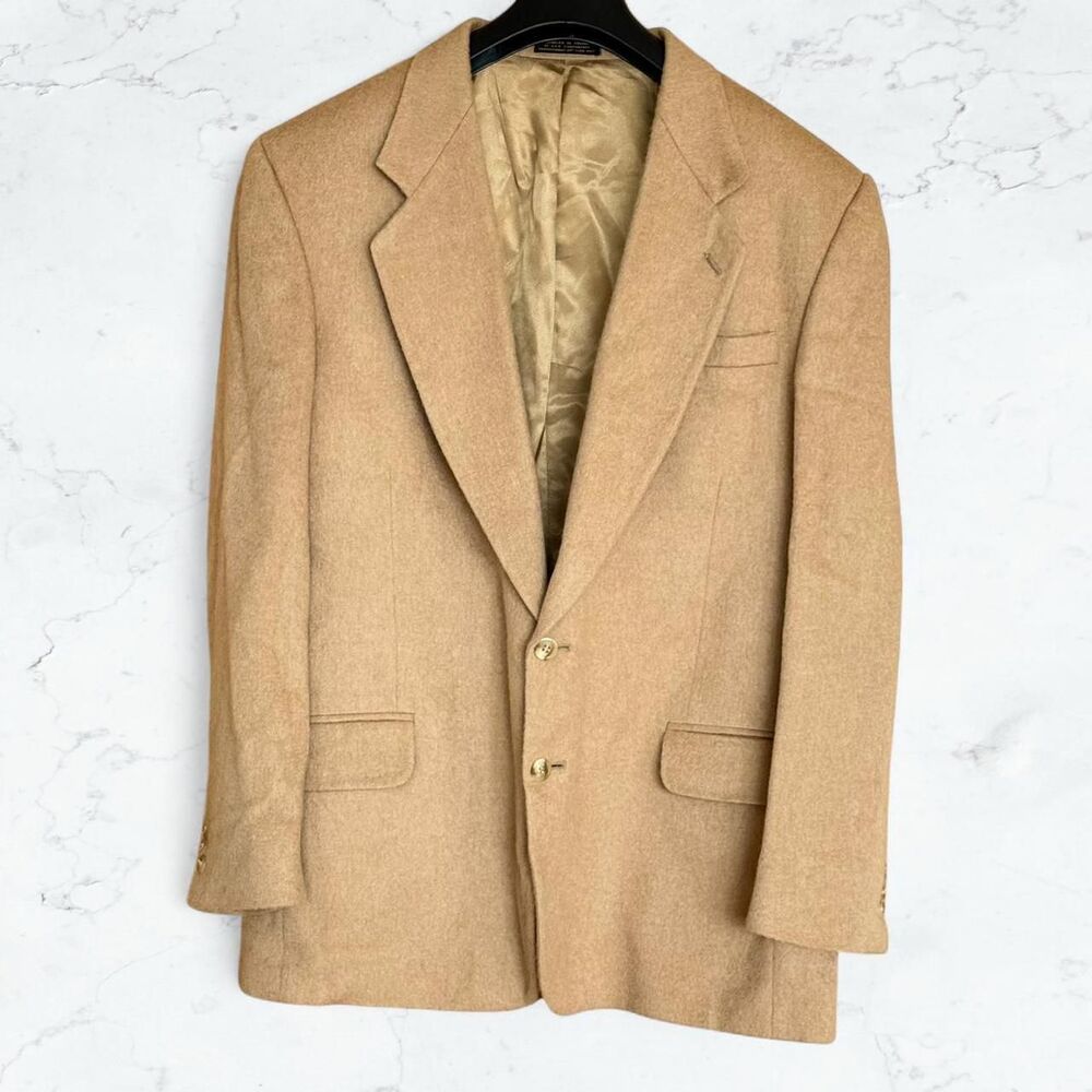 BACHRACH Vintage Palm Beach Camel Tan Blazer Cashmere Wool Suit Jacket Men's